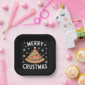Merry Crustmas Pizza kerstboomgeschenken Papieren Bordje (Feest)