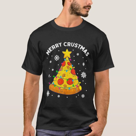 Merry Crustmas Pizza kerstboomgeschenken T-shirt (Voorkant)