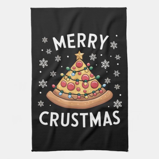 Merry Crustmas Pizza kerstboomgeschenken Theedoek (Verticaal)