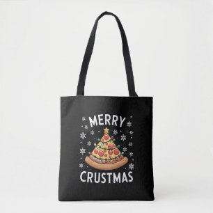 Merry Crustmas Pizza kerstboomgeschenken Tote Bag