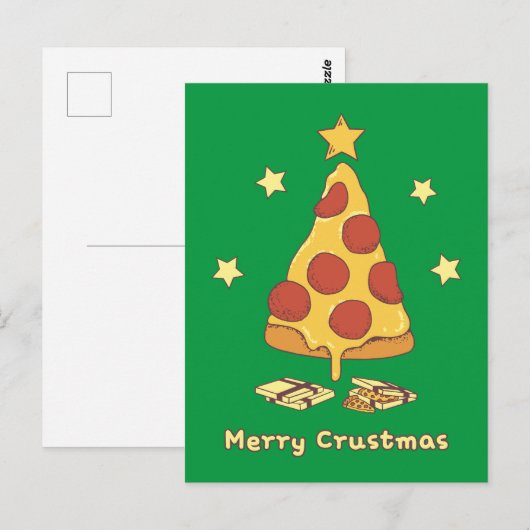 Merry Crustmas - Pizza Kerstmis Briefkaart (Voorkant / Achterkant)