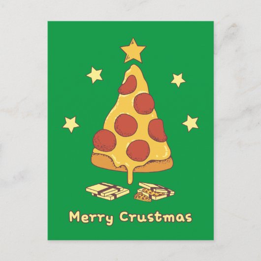 Merry Crustmas - Pizza Kerstmis Briefkaart (Voorkant)