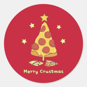 Merry Crustmas - Pizza Kerstmis Klassic Round Sti Ronde Sticker