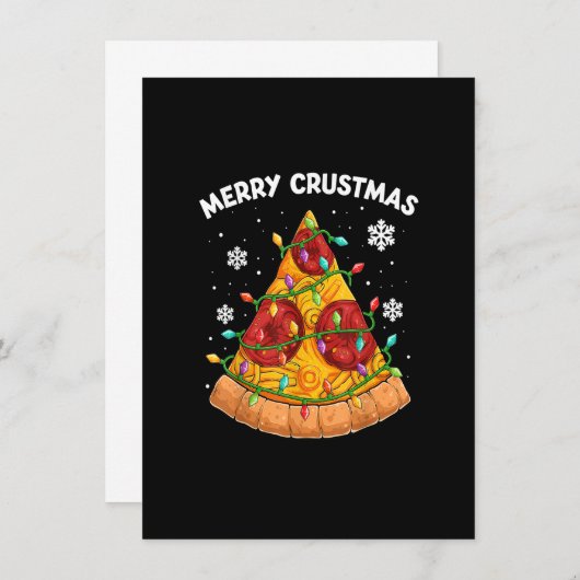 Merry Crustmas Pizza Shirt for Men, kerstboom Kaart (Voorkant / Achterkant)