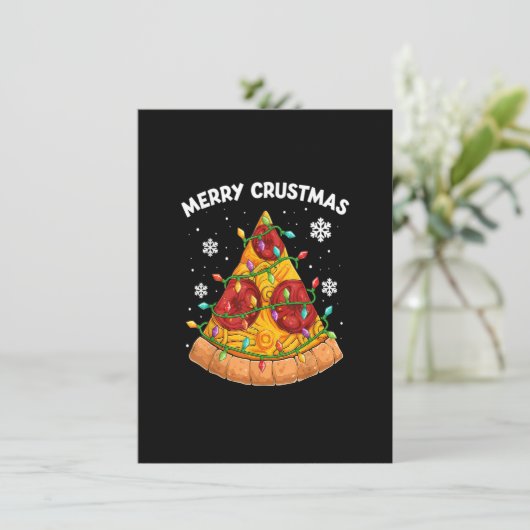 Merry Crustmas Pizza Shirt for Men, kerstboom Kaart (Staand voorkant)