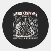 Merry Cryptmas Weird Night Cryptid Holiday Art Ronde Sticker (Voorkant)