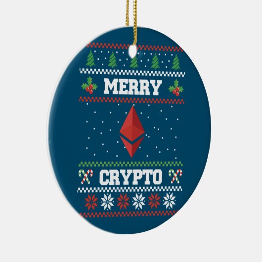 Merry Crypto Ethereum Ugly KerstSweater Keramisch Ornament (Rechts)