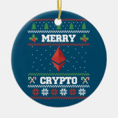 Merry Crypto Ethereum Ugly KerstSweater Keramisch Ornament (Voorkant)