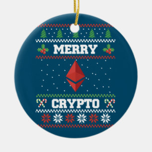 Merry Crypto Ethereum Ugly KerstSweater Keramisch Ornament