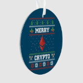 Merry Crypto Ethereum Ugly KerstSweater Ornament (voorkant)
