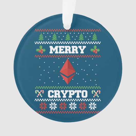 Merry Crypto Ethereum Ugly KerstSweater Ornament (voorkant)