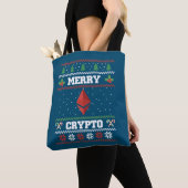 Merry Crypto Ethereum Ugly KerstSweater Tote Bag (Dichtbij)
