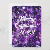 Merry Crystalmas 2023 Paarse Amethist Crystal Feestdagenkaart (Voorkant)