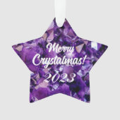 Merry Crystalmas 2023 Paarse Amethist Crystal Ornament (voorkant)