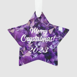 Merry Crystalmas 2023 Paarse Amethist Crystal Ornament