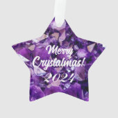 Merry Crystalmas Paarse Amethist Crystal Ornament (achterkant)