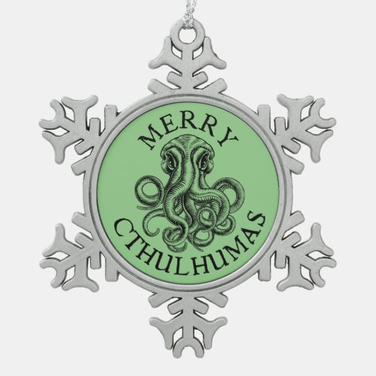 Merry Cthulhumas Lovecraft Cthulhu Tin Sneeuwvlok Ornament (Voorkant)