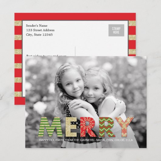 Merry Cutouts Vakantie Fotokaart Feestdagenkaart (Voorkant / Achterkant)