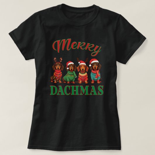 Merry Dachmas: feestelijke teckel T-shirt (Design voorkant)