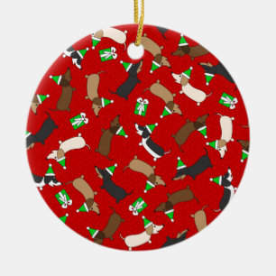 Merry Dachshunds Keramisch Ornament