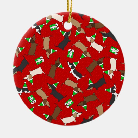 Merry Dachshunds Keramisch Ornament (Voorkant)