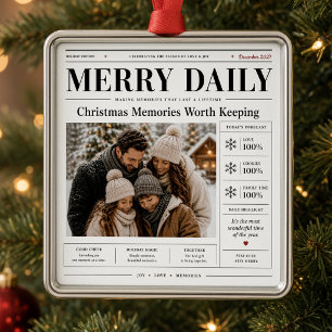 Merry Daily Gepersonaliseerde Familie Foto Kerstmi Metalen Ornament