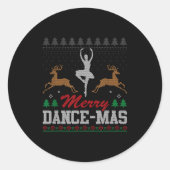 Merry Dance-mas Ballet Dancer Ugly Christmas Balle Ronde Sticker (Voorkant)