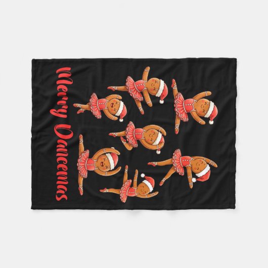 Merry Dancemas Ballet Dancer Gingerbread Teacher C Fleece Deken (Voorkant (Horizontaal))