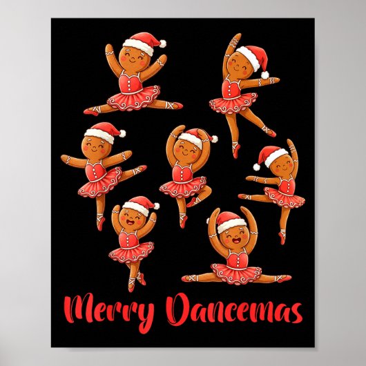 Merry Dancemas Ballet Dancer Gingerbread Teacher C Poster (Voorkant)