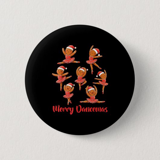 Merry Dancemas Ballet Dancer Gingerbread Teacher C Ronde Button 5,7 Cm (Voorkant)