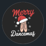 Merry Dancemas Balletdanseres Leraar Christmas Dan Ronde Sticker<br><div class="desc">Merry Dancemas Balletdanser Leraar Kerstdans</div>