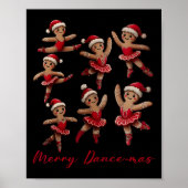 Merry Dancemas Gingerbread Danser Ballet Kerstmis Poster (Voorkant)