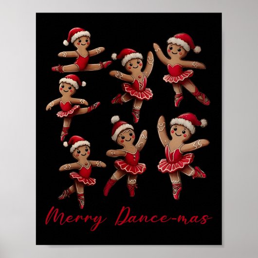 Merry Dancemas Gingerbread Danser Ballet Kerstmis Poster (Voorkant)