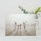 MERRY DANKBAAR DANKBAAR & GEZEGEND Flat 5 foto Feestdagenkaart (Staand voorkant)