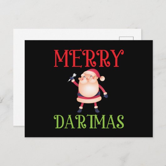 Merry Dartmas - Merry Kerstdart Briefkaart (Voorkant / Achterkant)