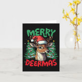 Merry Deermas Funny Christmas Duck Lover Kaart (Gele Bloem)