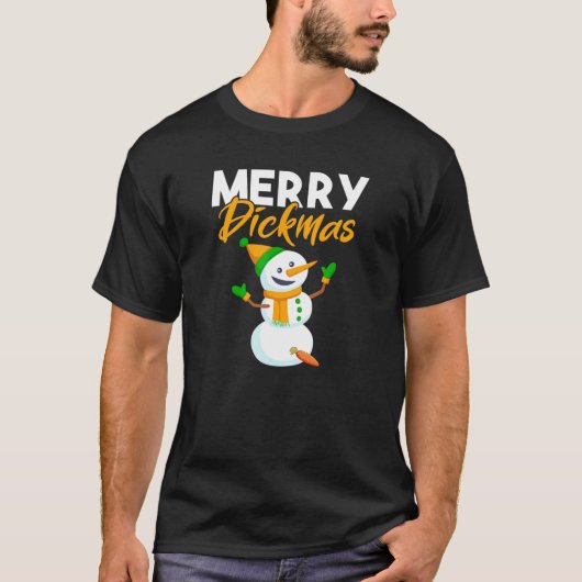 Merry Dickmas Funny Snowman kerstcadeau voor ons T-shirt (Voorkant)