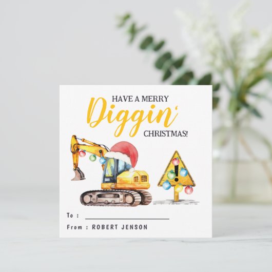 Merry Diggin' Christmas | Construction Theme Class Feestdagenkaart (Staand voorkant)