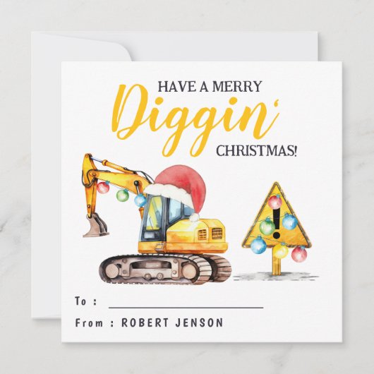 Merry Diggin' Christmas | Construction Theme Class Feestdagenkaart (Voorkant)