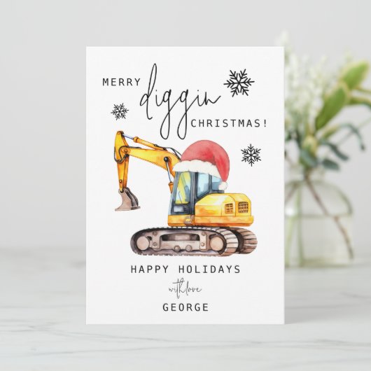 Merry Diggin Christmas Feestdagenkaart (Staand voorkant)