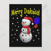 Merry Dinkmas - Pickleball Snowman Briefkaart (Voorkant)