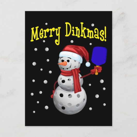 Merry Dinkmas - Pickleball Snowman Briefkaart (Voorkant)
