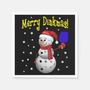 Merry Dinkmas - Pickleball Snowman Servet