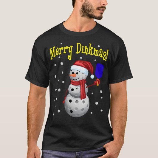 Merry Dinkmas - Pickleball Snowman T-shirt (Voorkant)