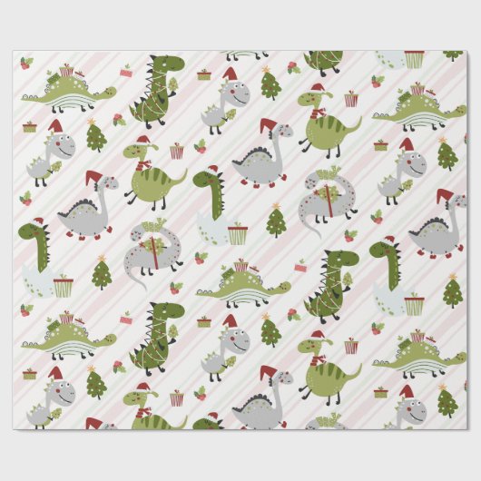 Merry Dino Christmas Cadeaupapier (Vlak)