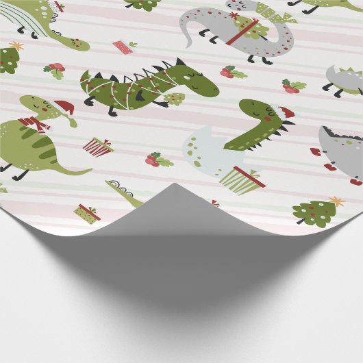 Merry Dino Christmas Cadeaupapier (Hoek)