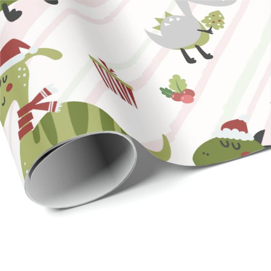 Merry Dino Christmas Cadeaupapier (Rol Hoek)