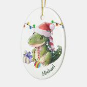 Merry Dinosaur Kinder kerst Keramisch Ornament (Links)