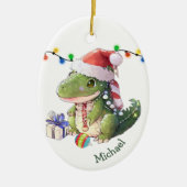 Merry Dinosaur Kinder kerst Keramisch Ornament (Voorkant)