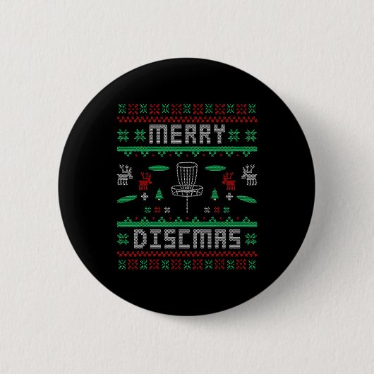 Merry Discmas Discmas Discmas Discmas Golf Ugly Ch Ronde Button 5,7 Cm (Voorkant)